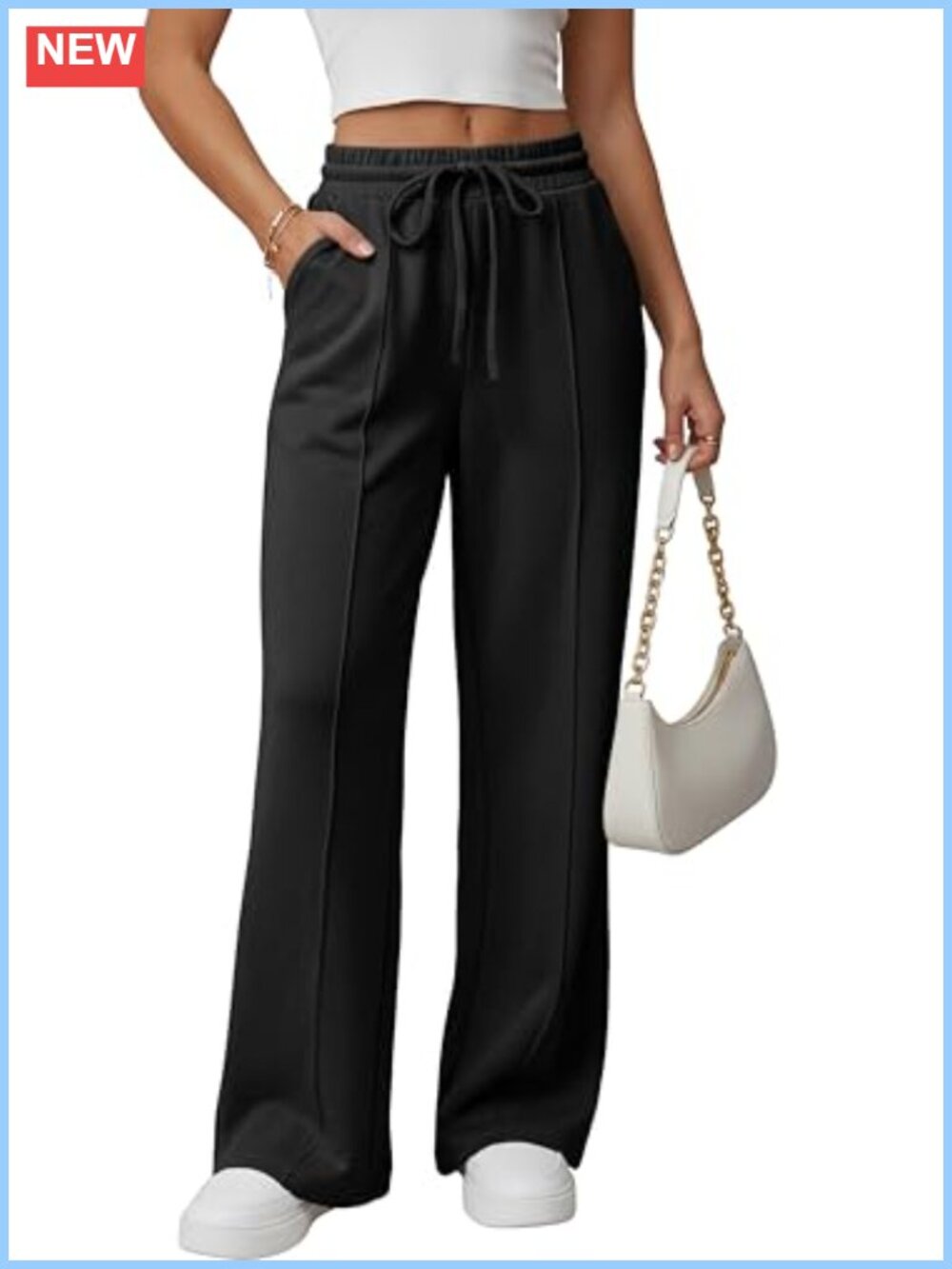 Women's Wide Leg Sweatpants Athletic Lounge Pants Drawstring High Rise